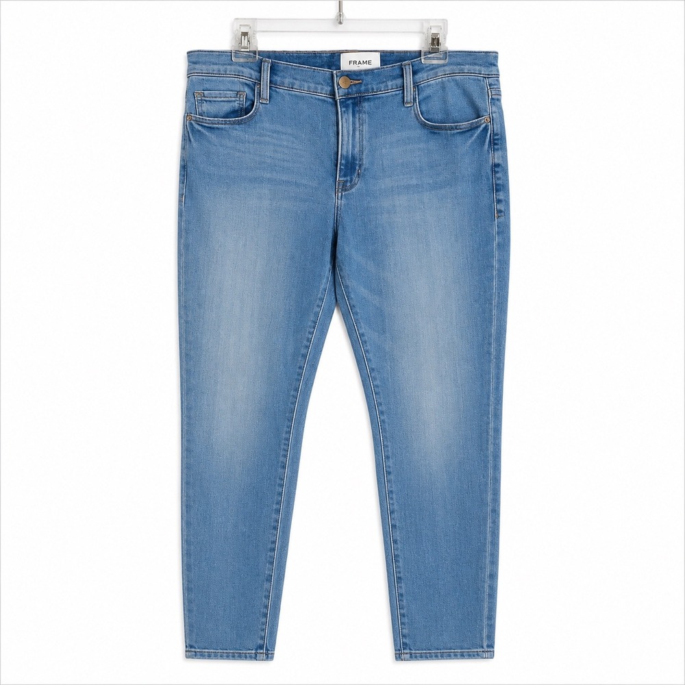 FRAME Le Garcon Slim Boyfriend Jeans Womens Size 30 Blue Light Wash Finn Stretch